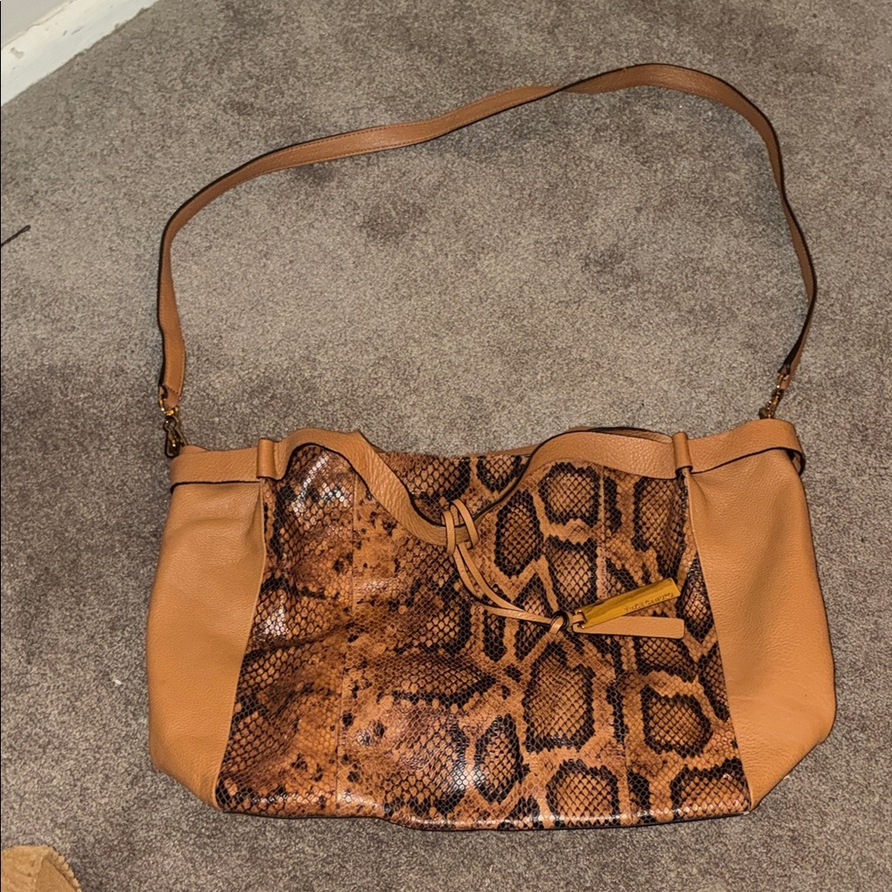 Vince Camuto Alora Brown Snake Print Tote Bag